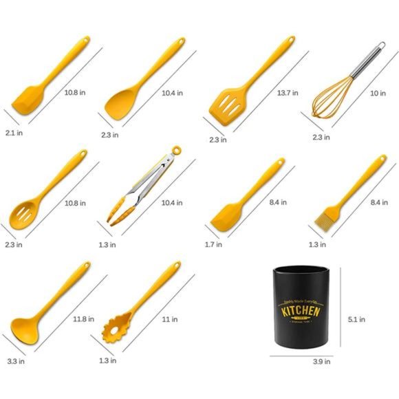 Kitchen Utensil Set 11-piece Non-stick Silicone Cookware, Suitable for Cooking - Picture 3 of 6